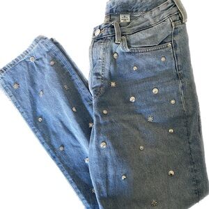 H&M Light Blue Straight Leg Jeans with Silver Accents